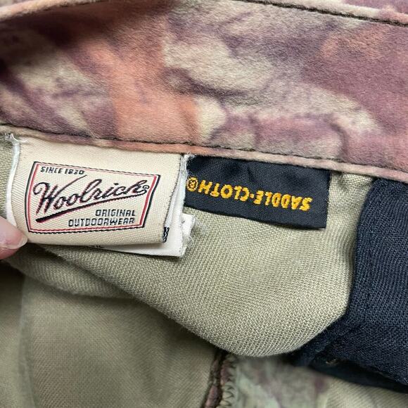 Vintage Woolrich Saddle Cloth Camo Pants Sz XL Cargo Pockets Camouflage Hunting - Picture 3 of 5